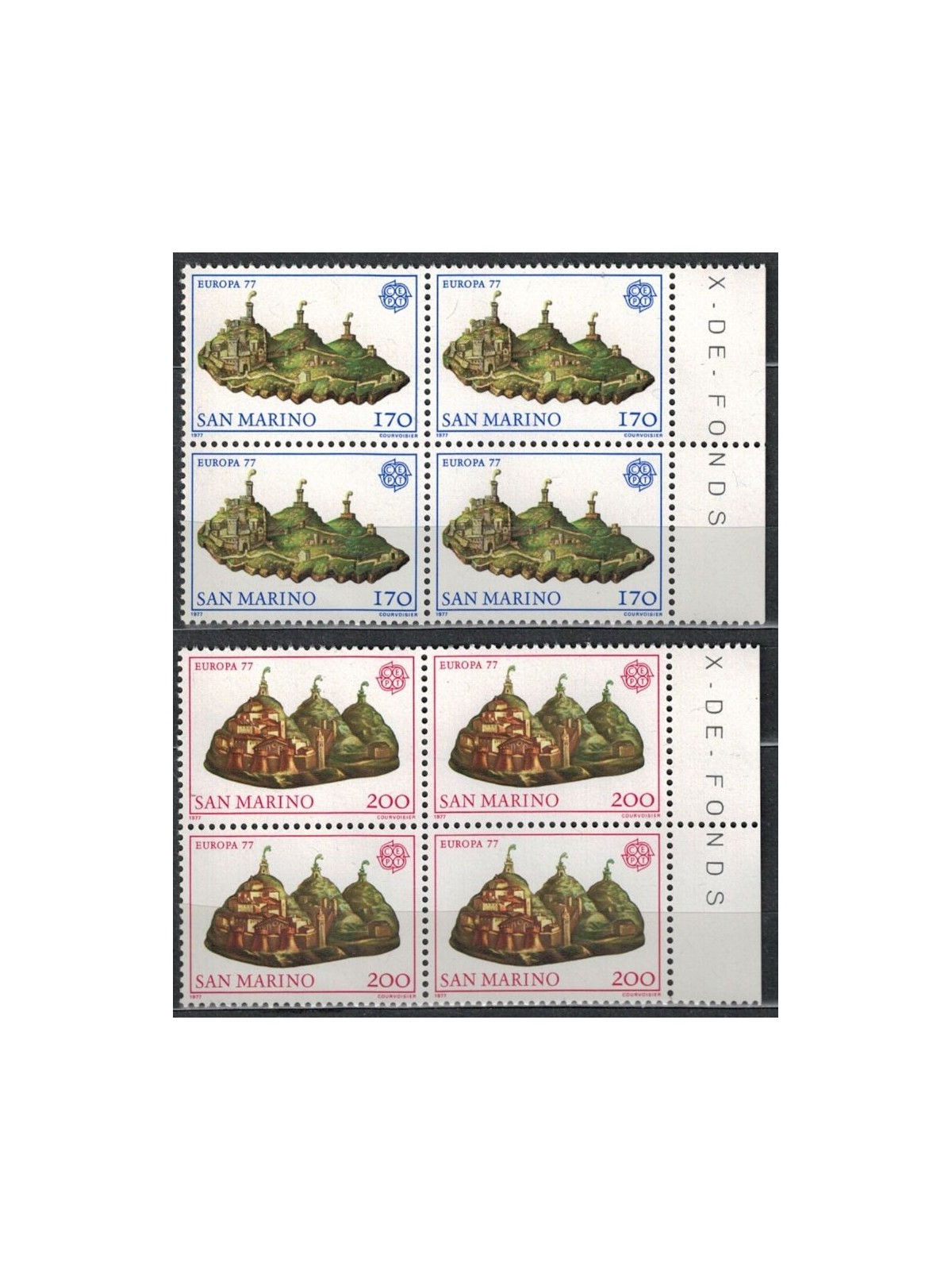 SAN MARINO 1977 Europe 2v in a block of four MNH**