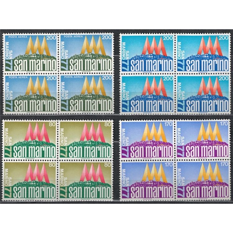 SAN MARINO 1977 Manifestazioni filateliche in quartina 4v MNH**