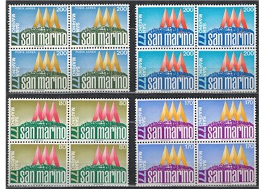 SAN MARINO 1977 Manifestazioni filateliche in quartina 4v MNH**
