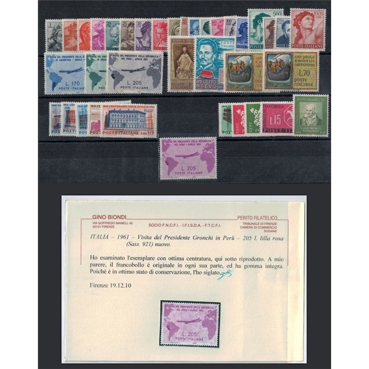 ITALIA 1961 Annata Completa 37v MNH** © (Lusso)