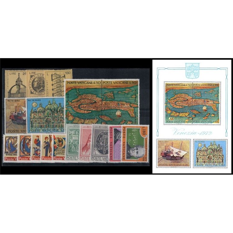 VATICAN 1972 Complete Year 19v + 1 s/s MNH**