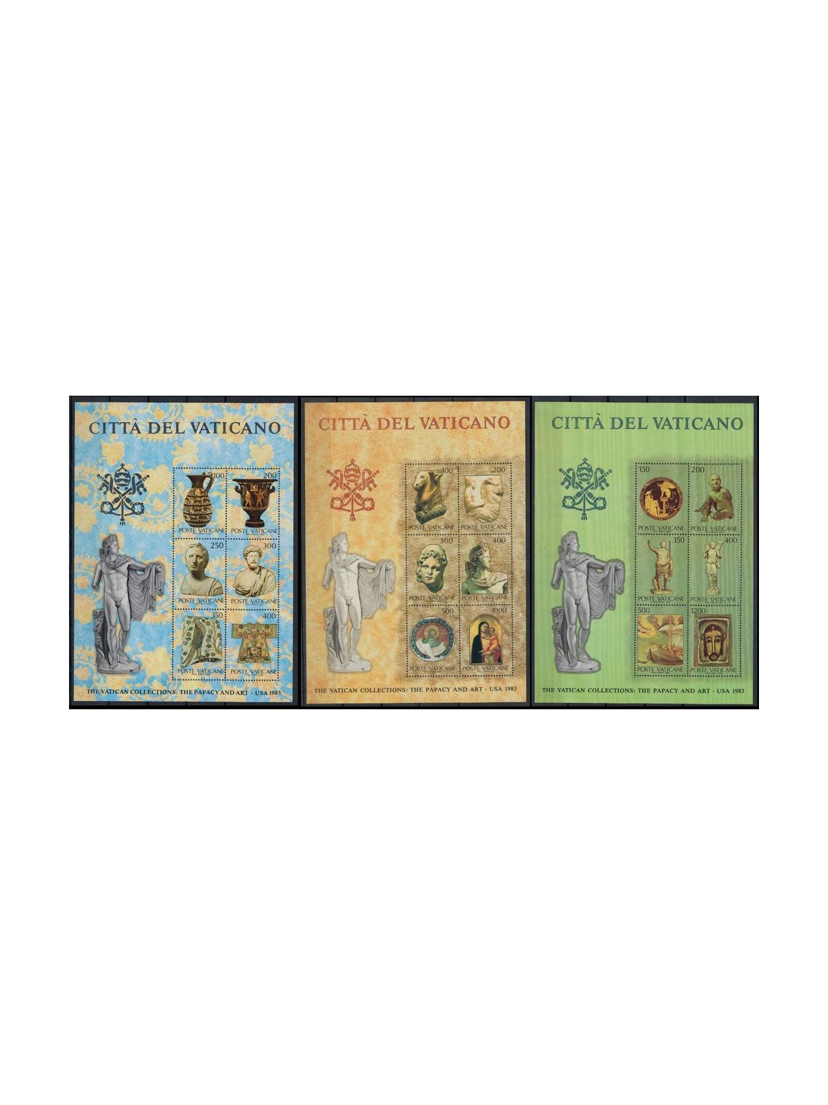 VATICAN 1983 Vatican Art Collections in the USA 3 s/s MNH**