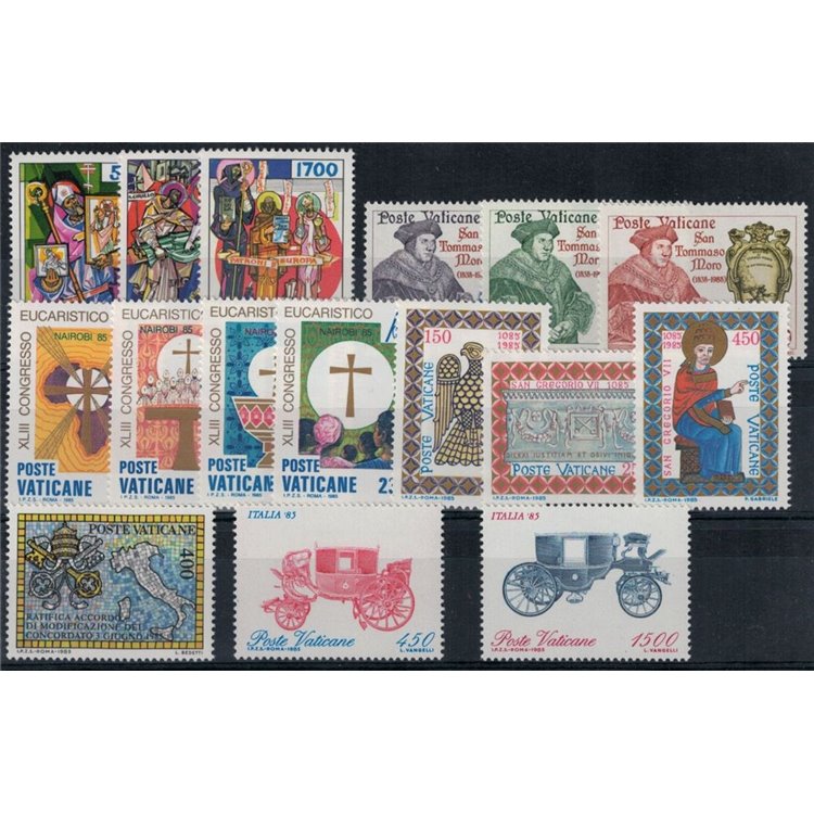VATICANO 1985 Annata Completa 16v + 1 BF MNH**