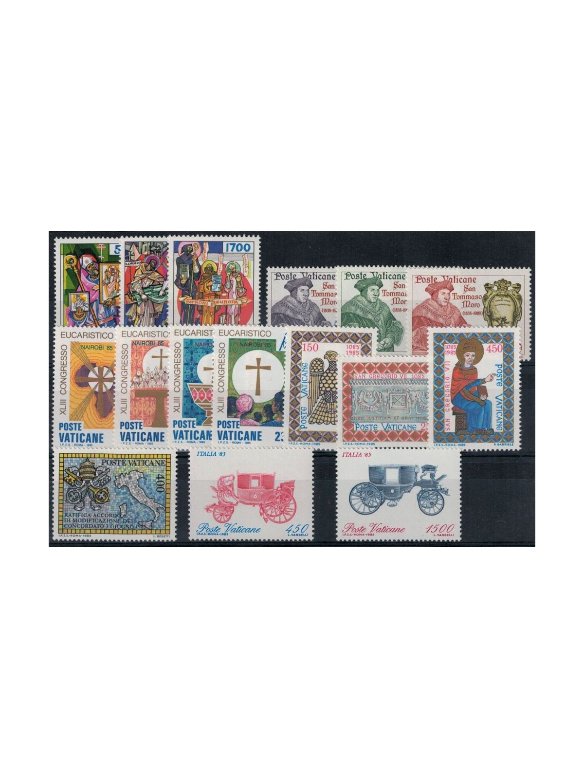 VATICANO 1985 Annata Completa 16v + 1 BF MNH**