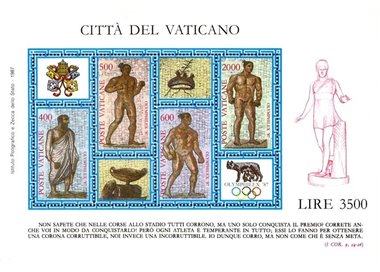 VATICAN 1987 World Exhibition of Olympic Philately s/s MNH**