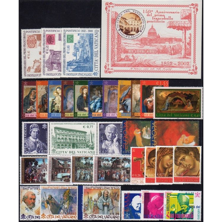 VATICANO 2002 Annata Completa 33v + 1 BF MNH**