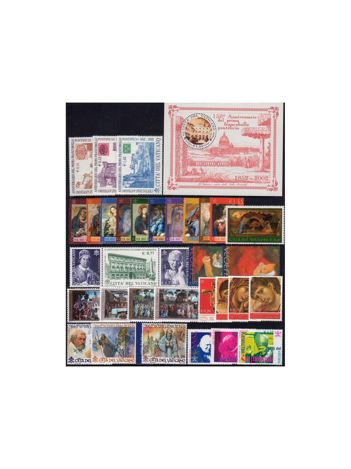 VATICANO 2002 Annata Completa 33v + 1 BF MNH**