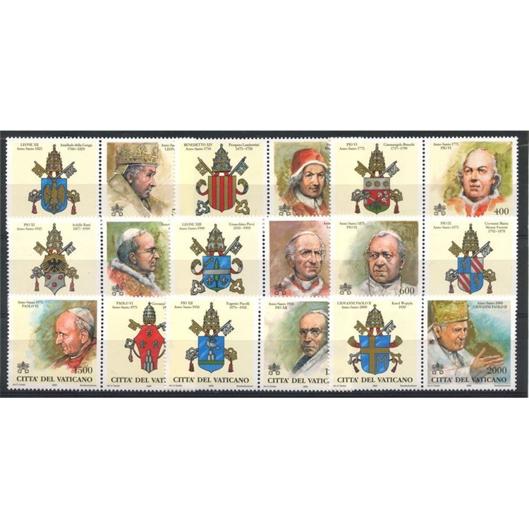 VATICANO 2000 I Papi e gli Anni Santi 9v MNH**