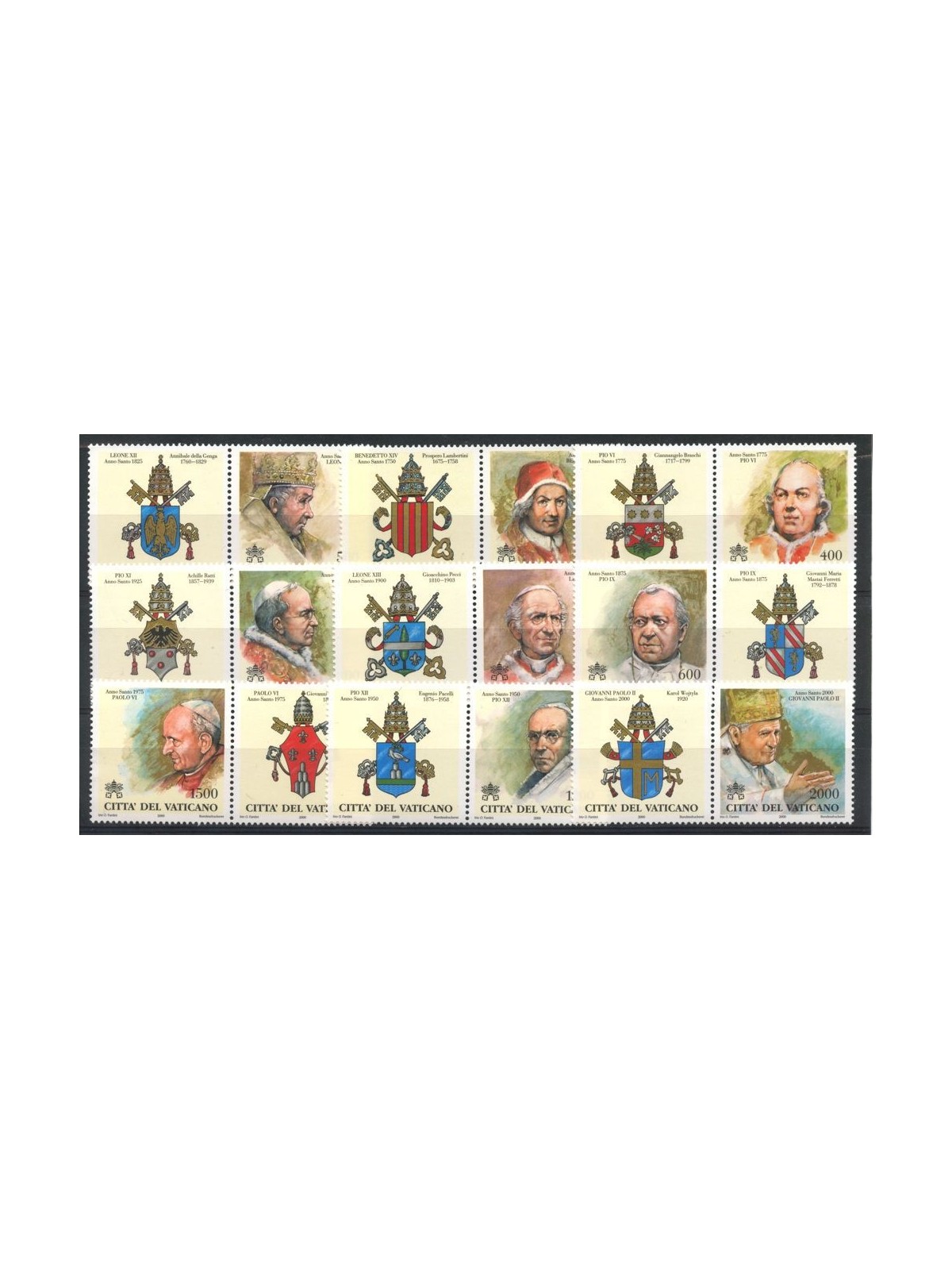 VATICANO 2000 I Papi e gli Anni Santi 9v MNH**