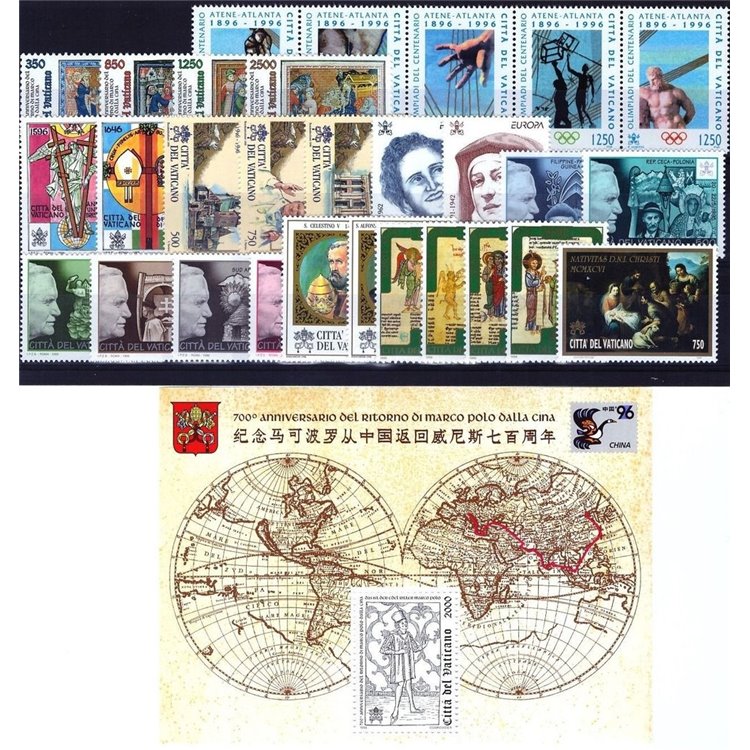 VATICANO 1996 Annata Completa 29v + 1 BF MNH**