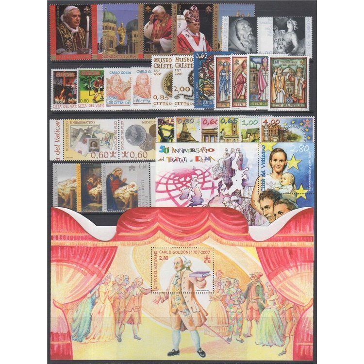 VATICANO 2007 Annata Completa 28v + 2 BF MNH**