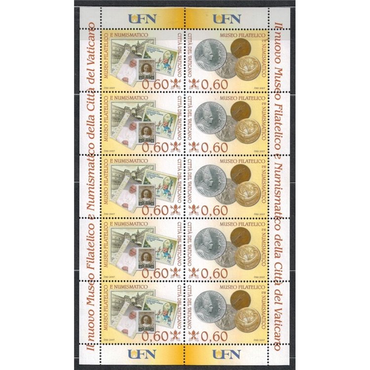 VATICAN 2007 New Philatelic and Numismatic Museum m/s MNH**