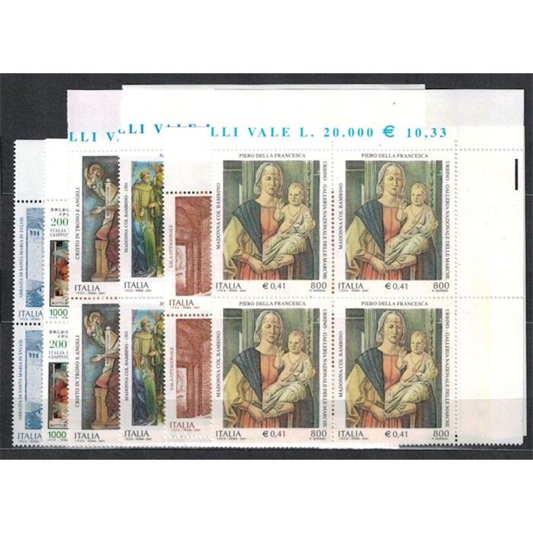 ITALIA 2001 Annata Completa in quartine 50v + 3 BF MNH**
