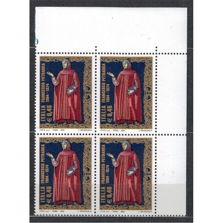 ITALY 2004 Francesco Petrarca in block of four Mint Condition**