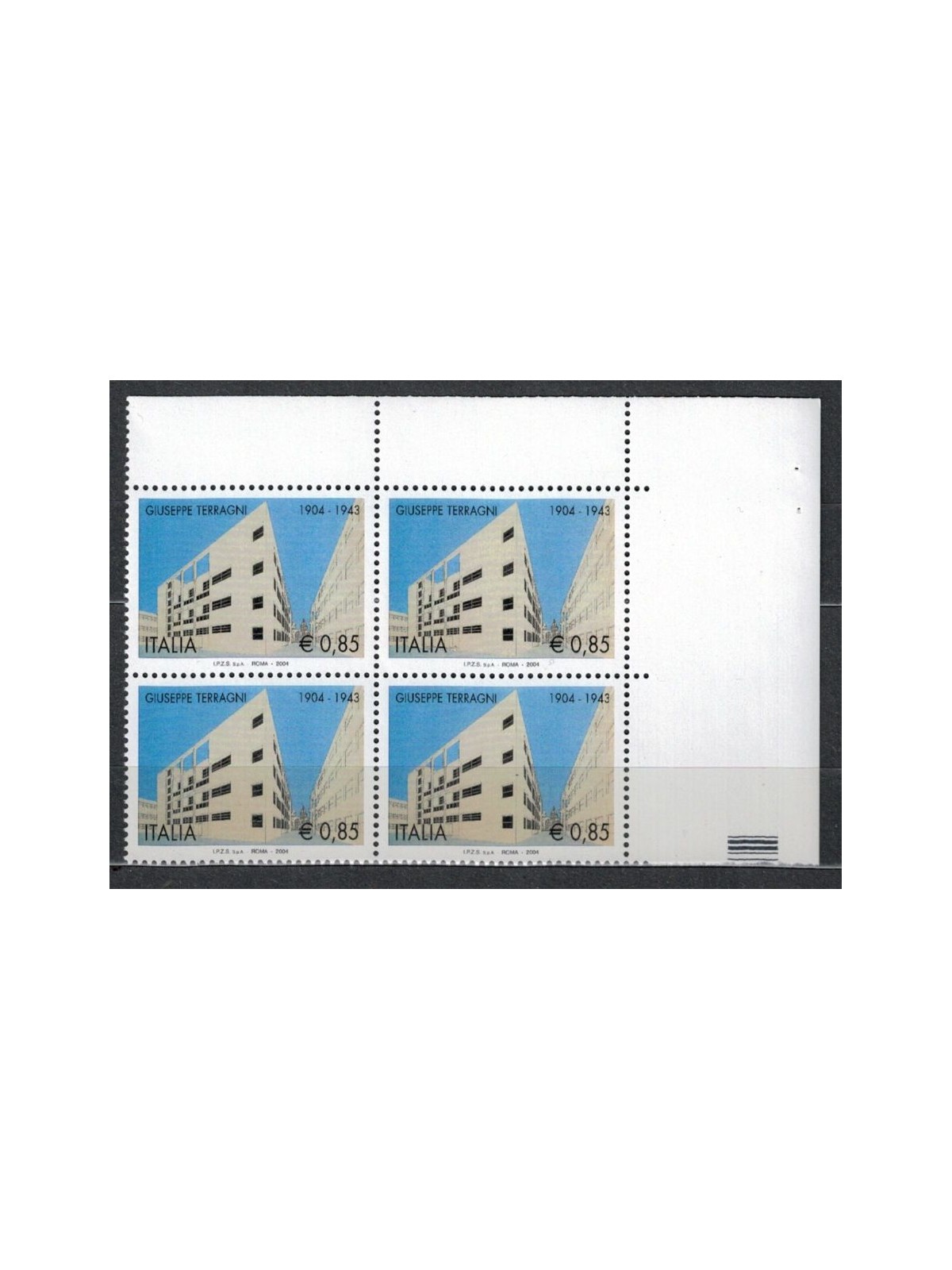 ITALY 2004 Giuseppe Terragni in a block of four MNH**