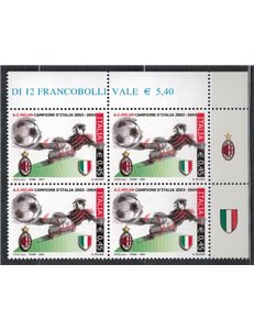 ITALIA 2004 Milan campione d'Italia in quartina MNH**