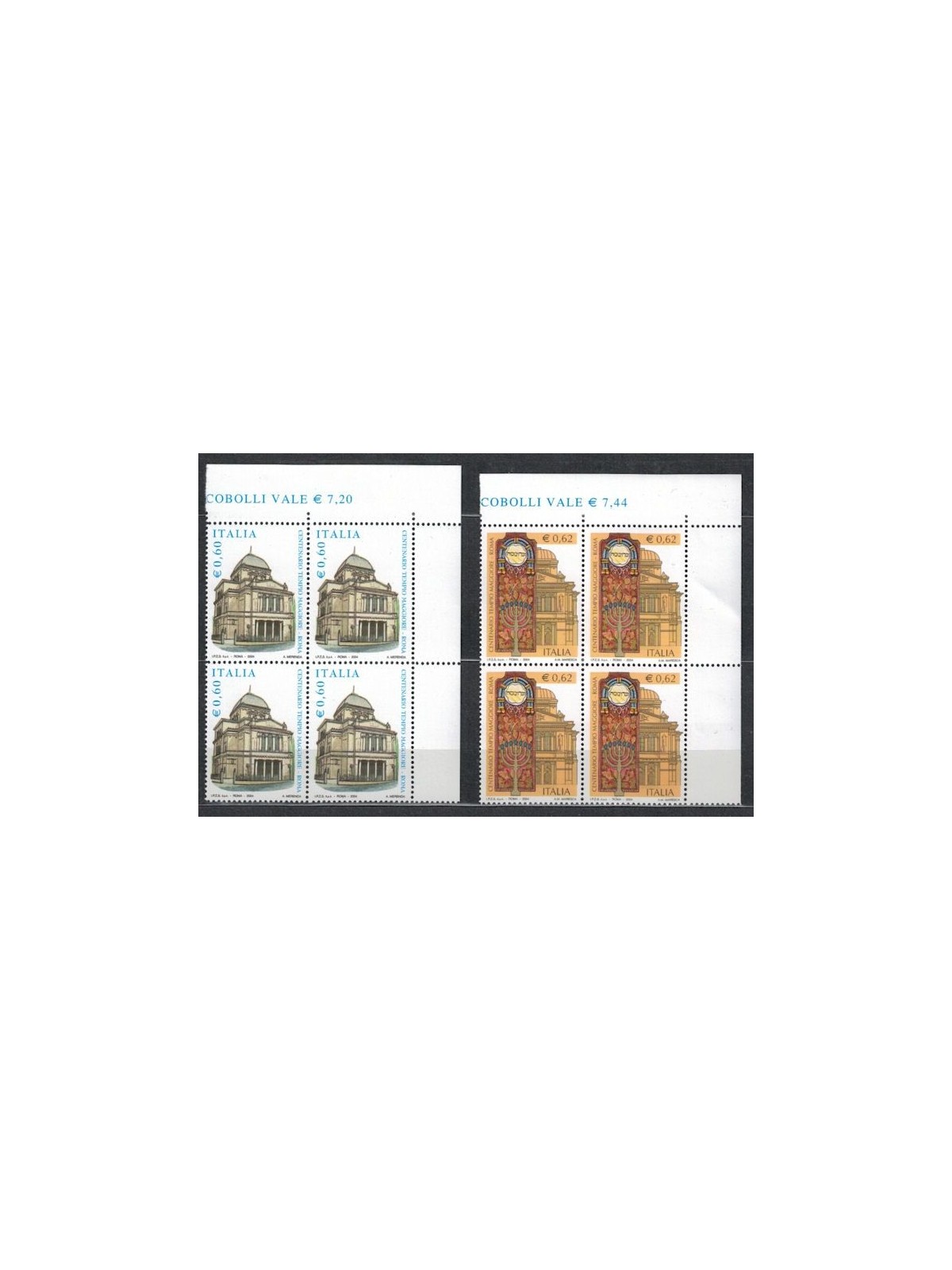 ITALIA 2004 Tempio Maggiore in quartina 2v MNH**