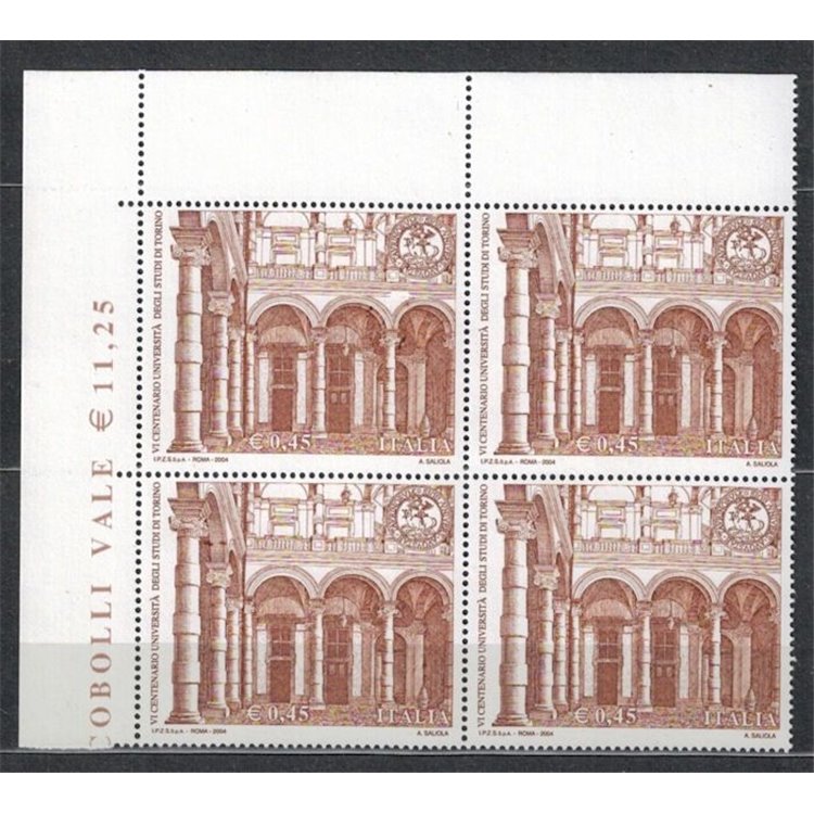 ITALY 2004 University of Turin in quartina MNH**