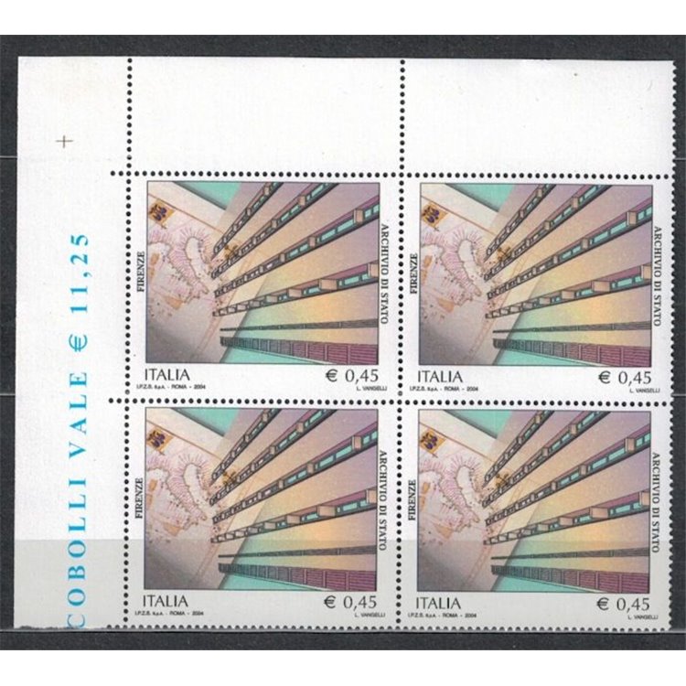 ITALY 2004 State Archives in block of four MNH**