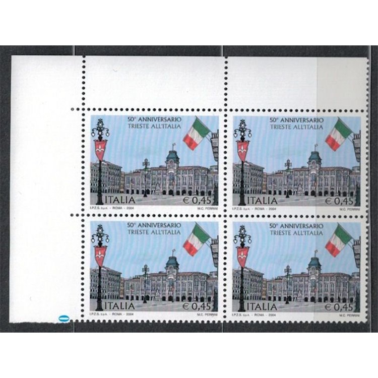 ITALIA 2004 Trieste all'Italia in quartina MNH**