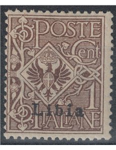 LIBYA 1912-17 1c brown MNH**