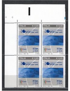 ITALY 2004 Sports Congress in block of four MNH**