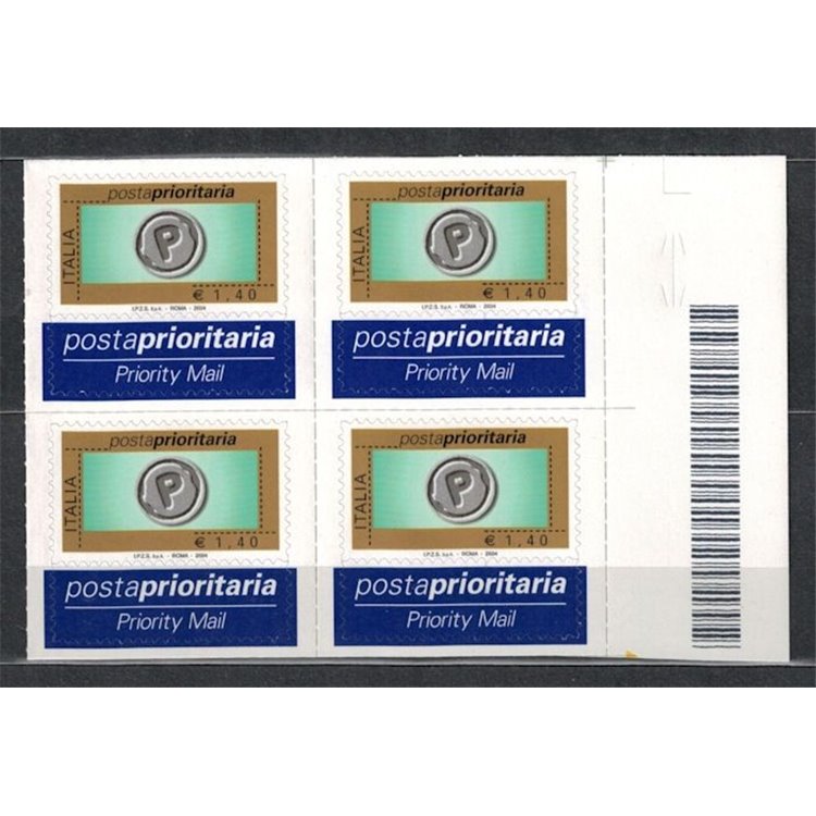 ITALY 2004 Priority mail €1.40 (B) in block of four MNH**