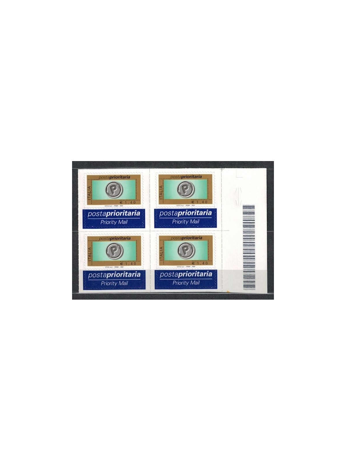 ITALY 2004 Priority mail €1.40 (B) in block of four MNH**