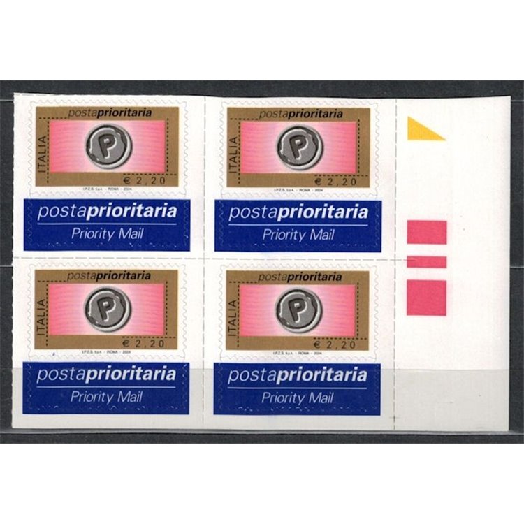 ITALY 2004 Priority mail €2.20 in block of four MNH**