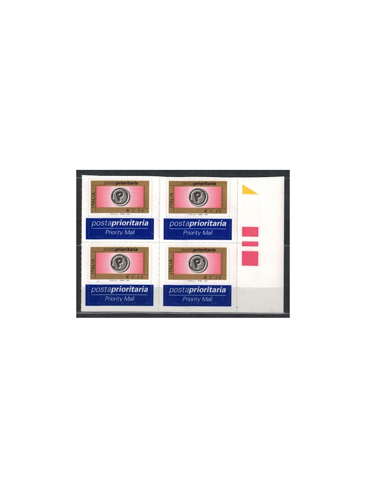 ITALY 2004 Priority mail €2.20 in block of four MNH**