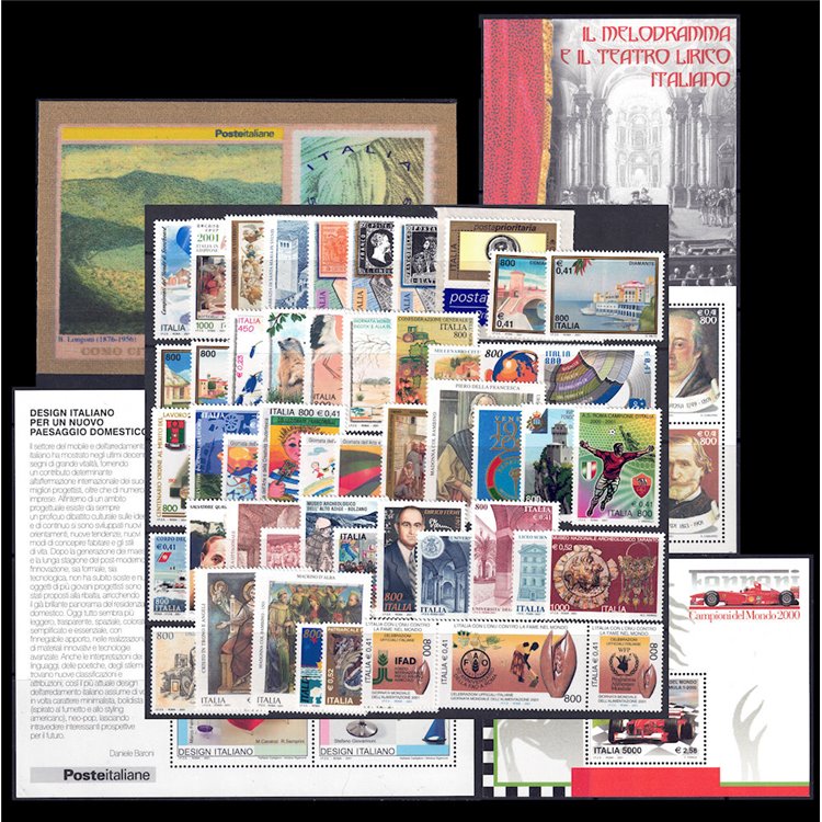 ITALY 2001 Complete Year 50v + 3 s/s + 1 FB MNH**