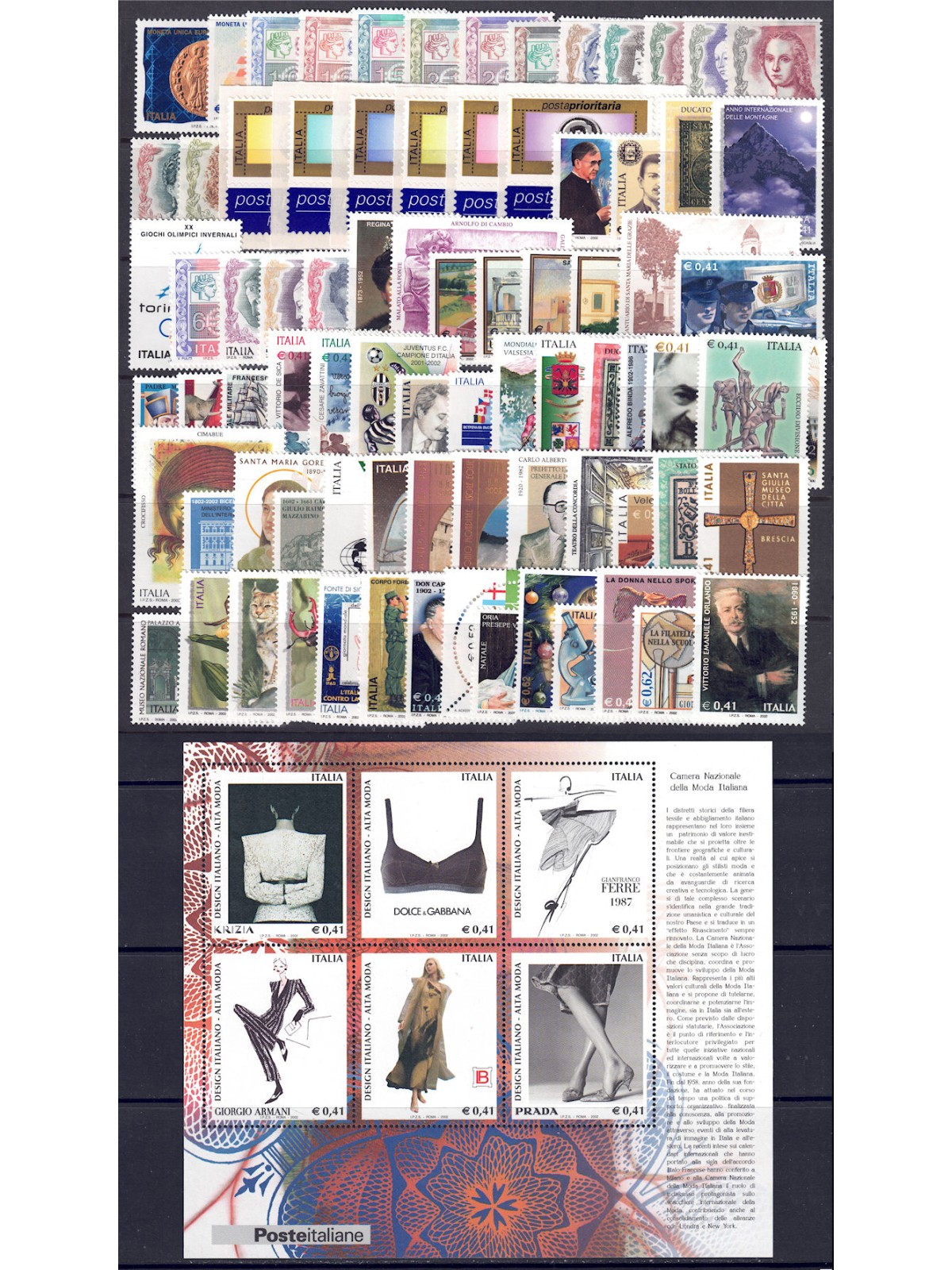 ITALIA 2002 Annata Completa 82v + 1 BF MNH**