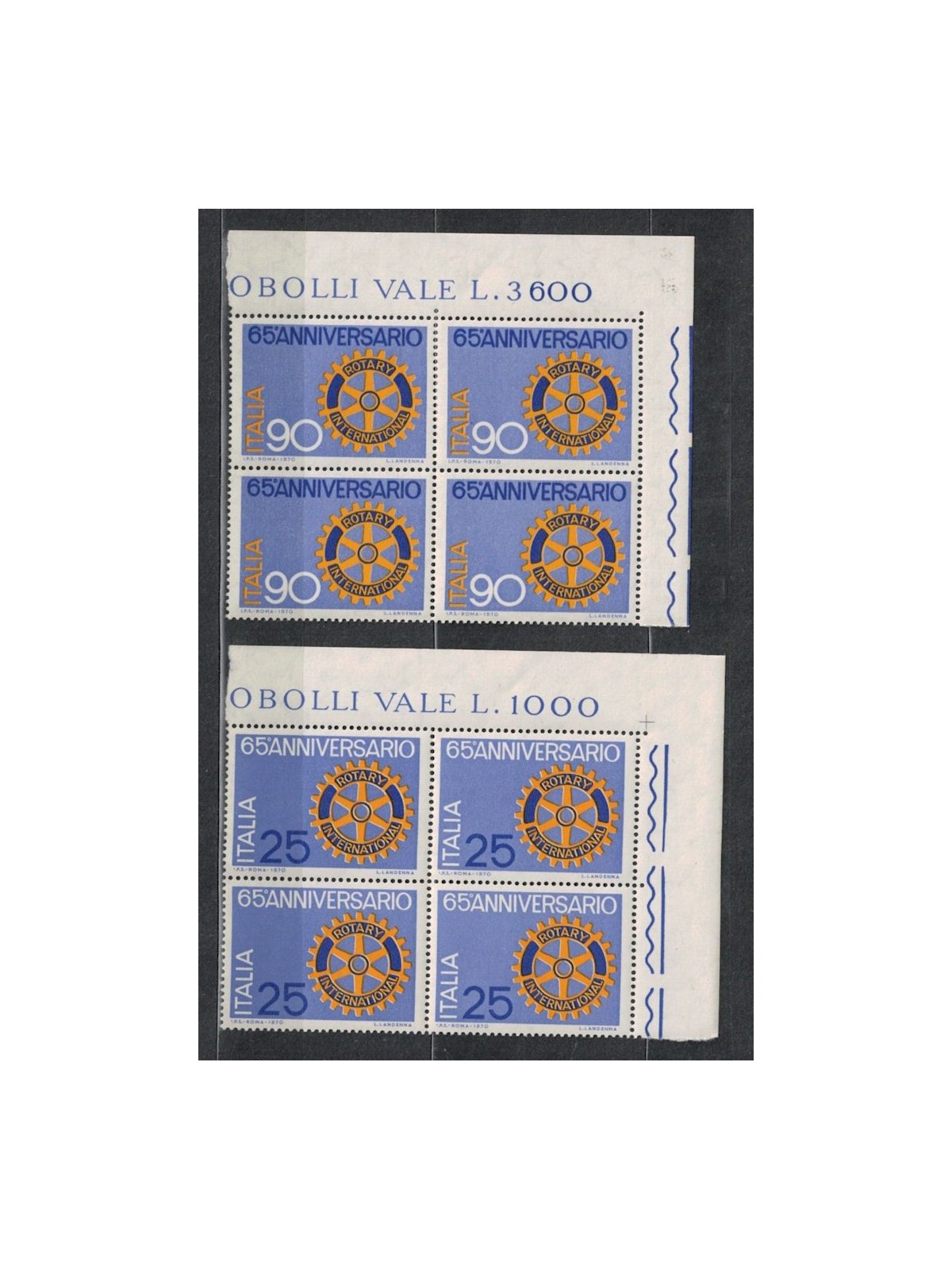 ITALY 1970 Rotary Club 2v in quartets MNH**