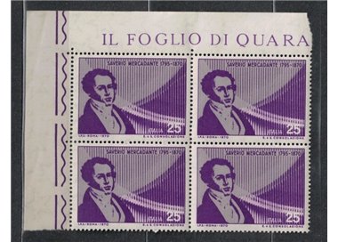 ITALIA 1970 Saverio Mercadante in quartina MNH**