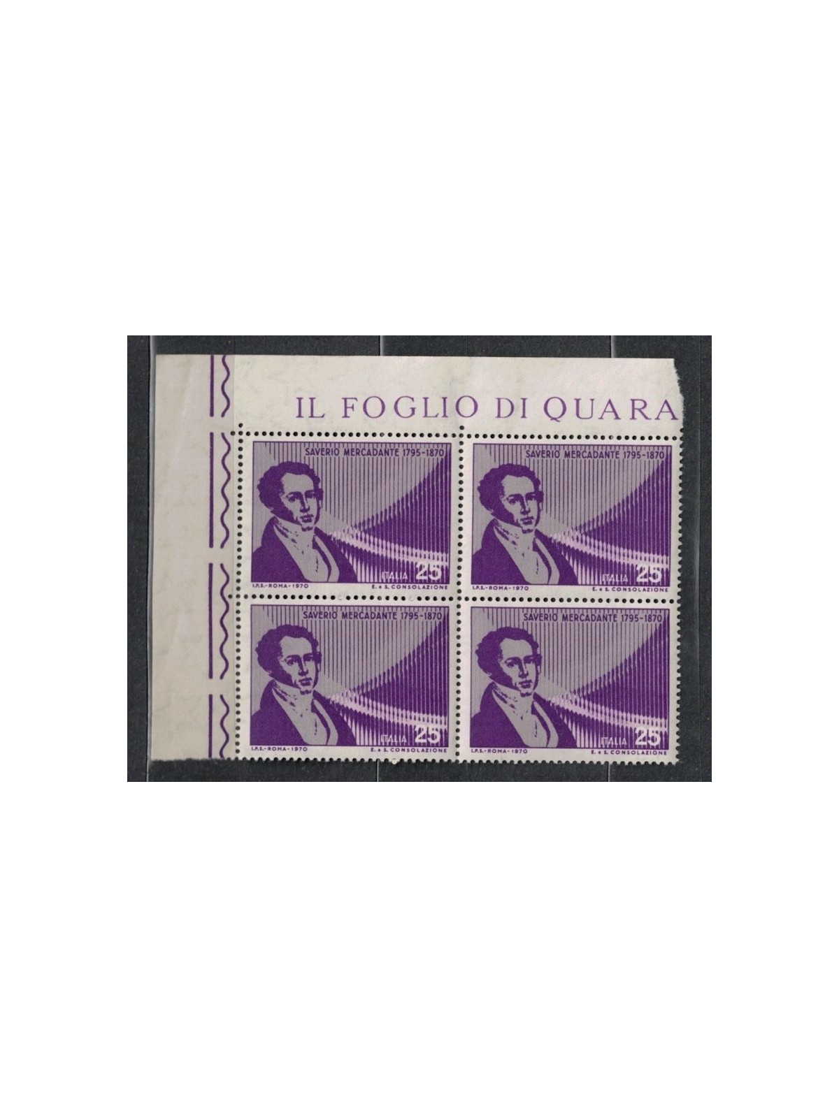ITALY 1970 Saverio Mercadante in block of four MNH**