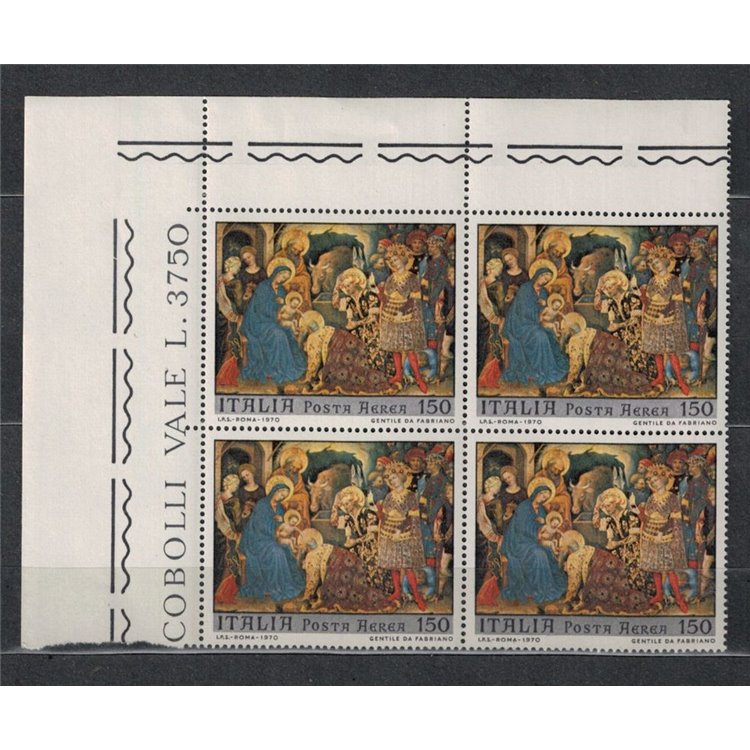 ITALY 1970 Christmas (airmail) in block of four MNH**