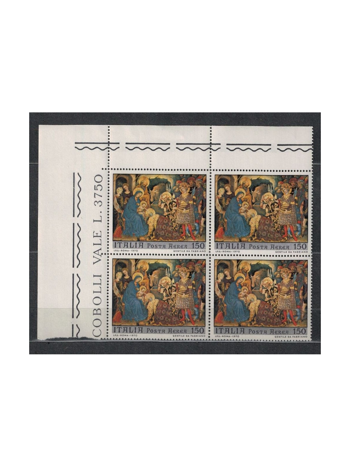 ITALIA 1970 Natale (posta aerea) in quartina MNH**