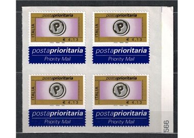 ITALY 2002 Priority mail € 4.13 in block of four MNH**