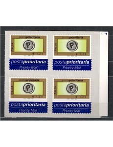 ITALY 2002 Priority mail € 1.24 in block of four MNH**