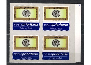 ITALIA 2002 Posta prioritaria € 1,24 in quartina MNH**