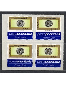 ITALY 2003 Priority mail € 1.24 in block of four MNH**
