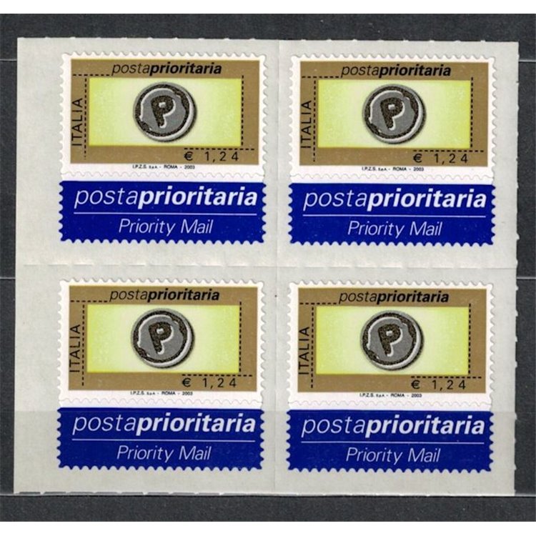 ITALIA 2003 Posta prioritaria € 1,24 in quartina MNH**