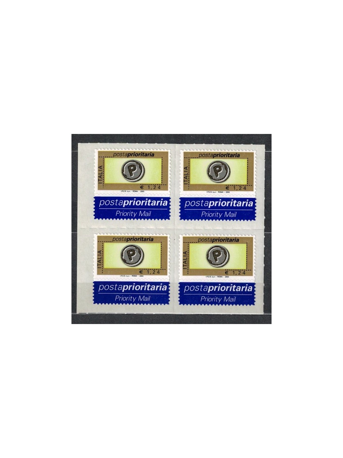 ITALIA 2003 Posta prioritaria € 1,24 in quartina MNH**