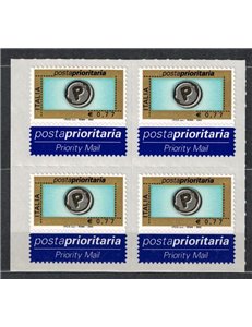 ITALY 2003 Priority mail € 0.77 in block of four MNH**