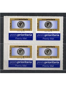 ITALY 2003 Priority mail € 1.00 in block of four MNH**