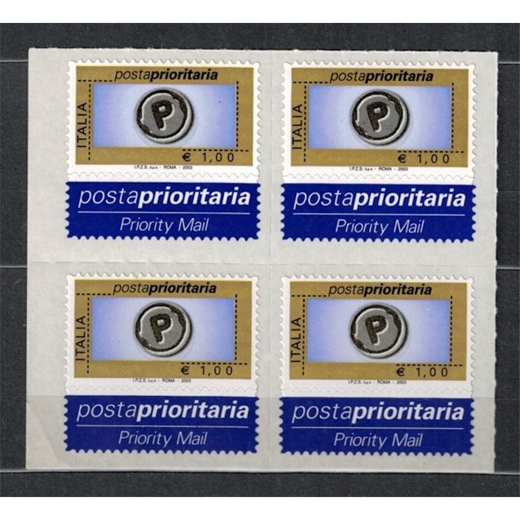 ITALIA 2003 Posta prioritaria € 1,00 in quartina MNH**