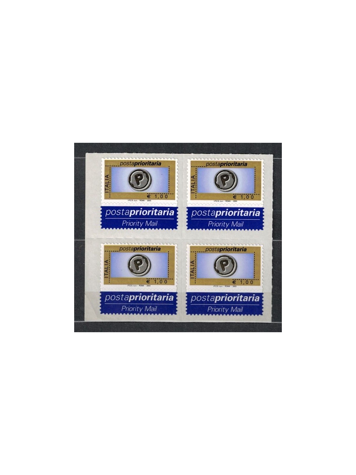 ITALIA 2003 Posta prioritaria € 1,00 in quartina MNH**