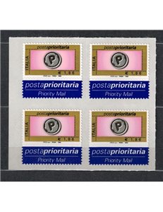 ITALY 2003 Priority mail € 1.86 in block of four MNH**