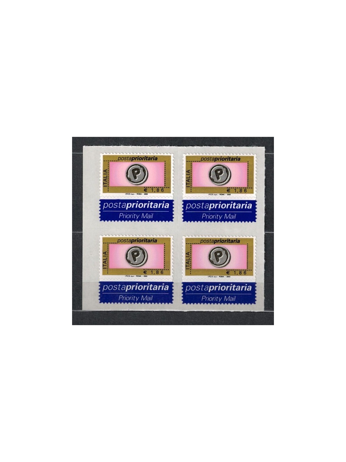 ITALIA 2003 Posta prioritaria € 1,86 in quartina MNH**