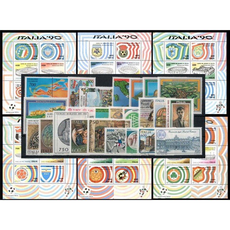 ITALY 1990 Complete Year 27v + 6 s/s MNH**